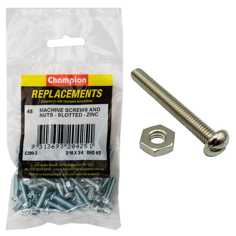 Champion Fasteners Machine Screw Round Head Slotted & Hex