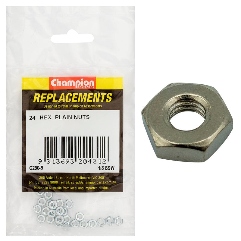 Champion Fasteners Hex Plain Nut 1/8In Unc Class 5 Blue