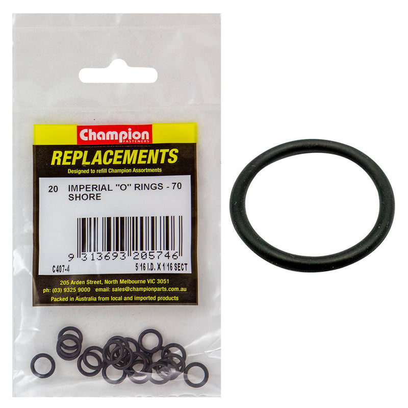 Champion Fasteners O Ring Nitrile Rubber 70 Shore 5/16In