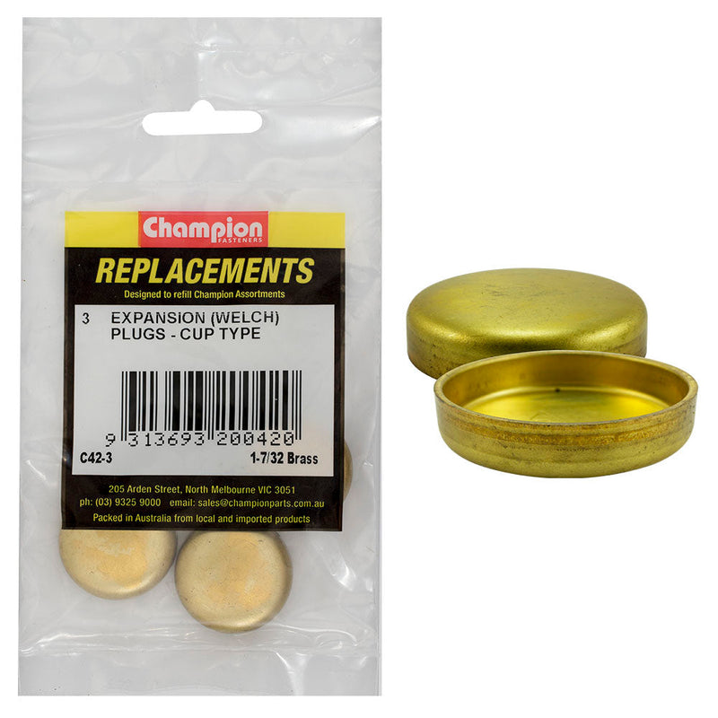 Champion Fasteners Welch Plug Cup Brass 1 7/32In C42-3