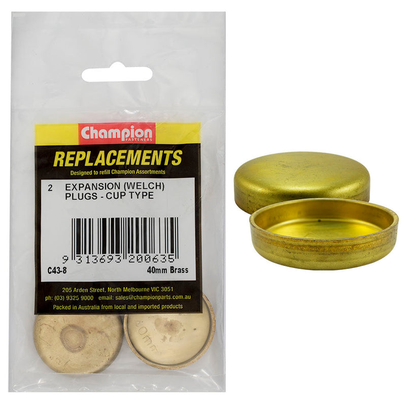 Champion Fasteners Welch Plug Cup Brass 40mm C43-8