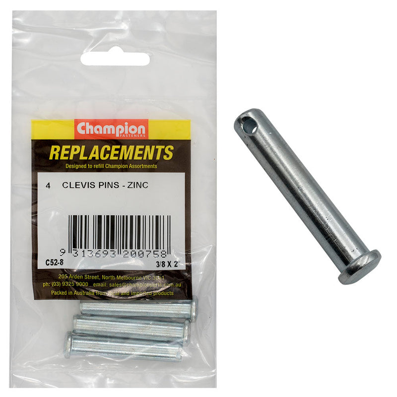 Champion Fasteners Clevis Pin 3/8In X 2In Zinc Plated