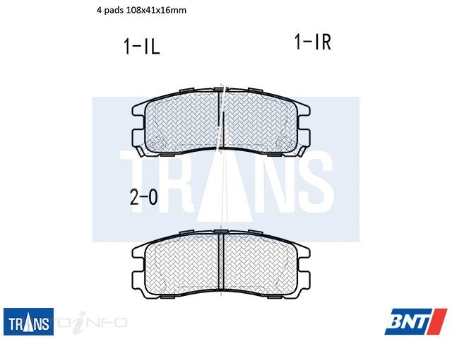 TRANS Brake Pads Transmission Rear Mitsubishi Dia Galant - DB1239TR
