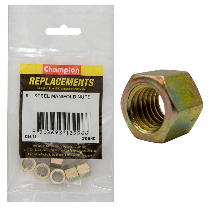 Champion Fasteners Hex Manifold Nut Steel 3/8In Unc C96-11