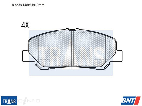 TRANS Brake Pads Transmission Front Toyota Estima ACR50 - DB1913TR