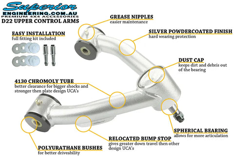 Superior Engineering Chromoly Upper Control Arms — Nissan Navara D22 (Pair)