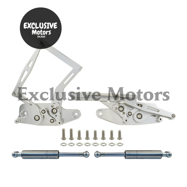 Ford Falcon XR / XT / XW / XY Silver Billet Bonnet Hinge Kit (1966-1972)