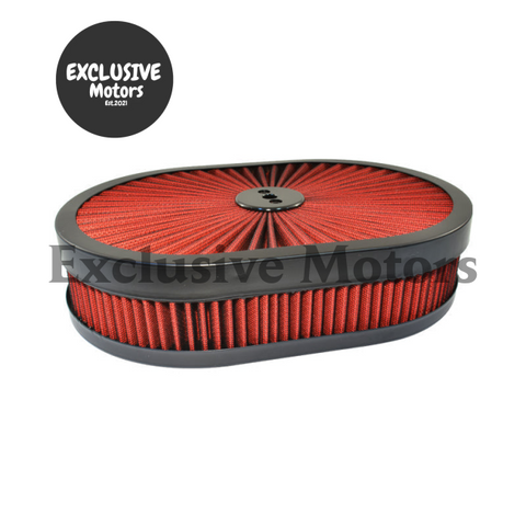 Oval Air Cleaner 11-3/8" x 2" Red Filter