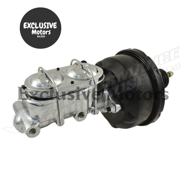 GM 1-1/8" Chrome Master Cylinder & 7" Black Brake Booster (1964-1974)