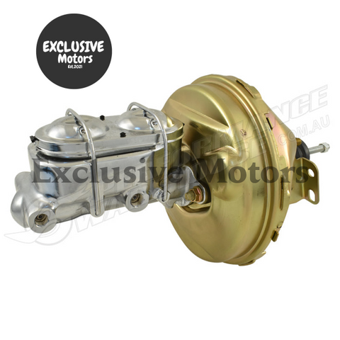 GM 1-1/8" Bore Chrome Master Cylinder & 9" Zinc Brake Booster (1964-1972)
