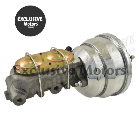 GM 1-1/8" Bore Master Cylinder & 8" Chrome Dual Brake Booster (1964-1974)