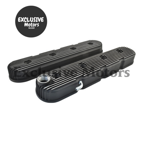 GM LS Black Finned Aluminum Valve Covers (1997-2023)