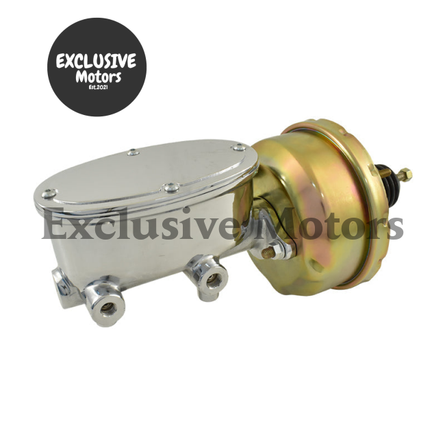 Universal Wilwood Style 7" Chrome Master Cylinder & Zinc Brake Booster