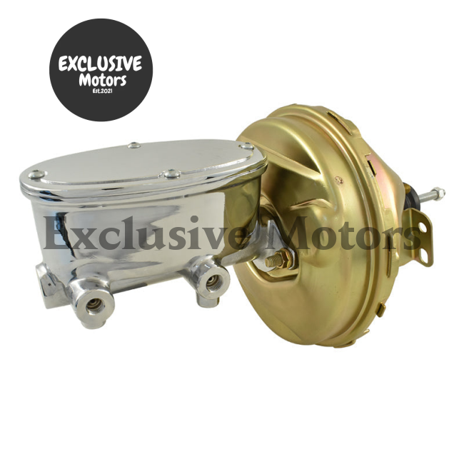 Universal Wilwood Style 9" Zinc Brake Booster & Chrome Master Cylinder (1970-2023)