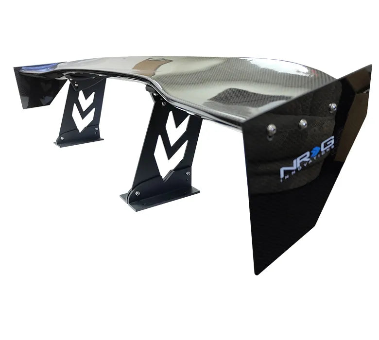 NRG 59Inch Carbon Fiber Spoiler - Logo Large End Plates - Universal
