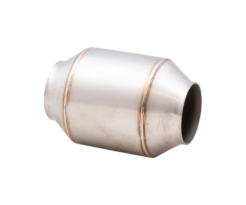 XForce Hi-Flow Racing Catalytic Converter Round Metallic - 2.5in Inlet - 4in Body - 6in Body Length - 100 Cell