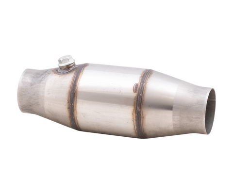 XForce Hi-Flow Racing Catalytic Converter Round Metallic - 2.5in Inlet - 4in Body - 6in Body Length 12in Total - 100 Cell