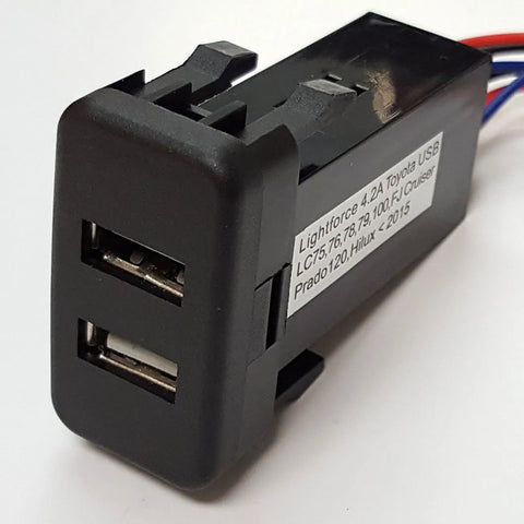 Lightforce USB Charger Dual Outlet (Hilux/Landcruiser/4 Runner) — fits Toyota Landcruiser Prado 120 Series