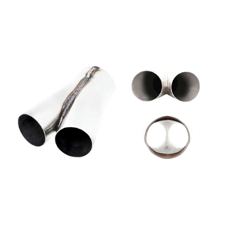 XForce Merge Pipe from Twin 2in to Single 2.5in - Stainless Steel
