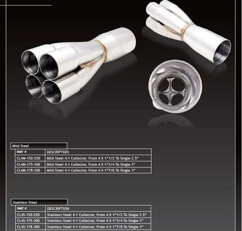XForce 4-1 Collector from 4x 1.75in to Single 3in - Stainless Steel