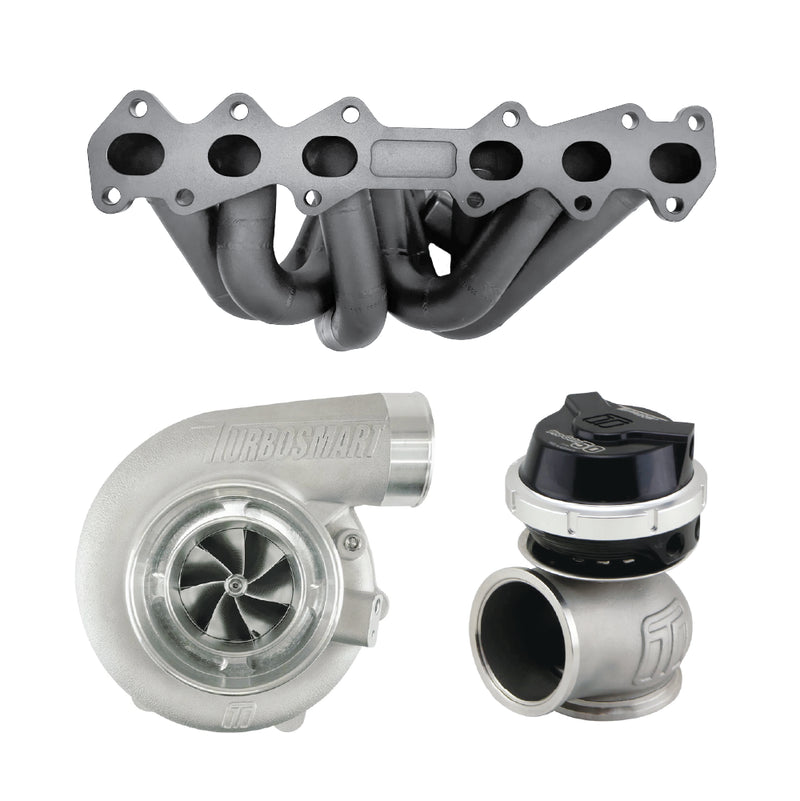 CMA 6Boost Turbosmart Turbo Kit 6262 T3 0.82AR 700HP to 800HP (Barra BA-FG X Series) - Red Wastegate — fits Ford Fa...