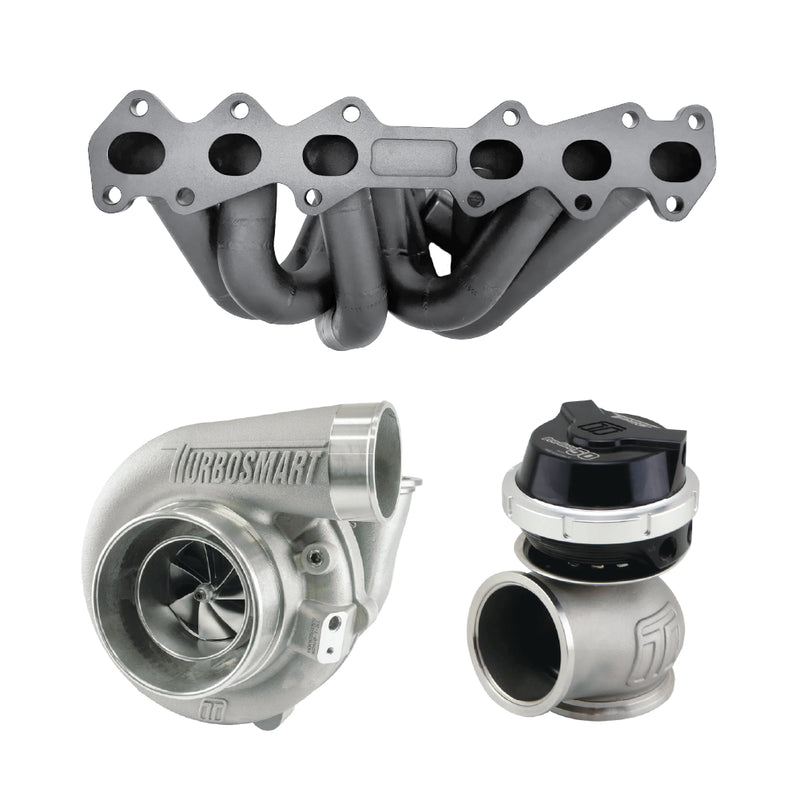 CMA 6Boost Turbosmart Turbo Kit 6466 T4 Divided 0.84AR 750HP to 930HP (Barra BA-FG + X Series) - Red Wastegate — fi...