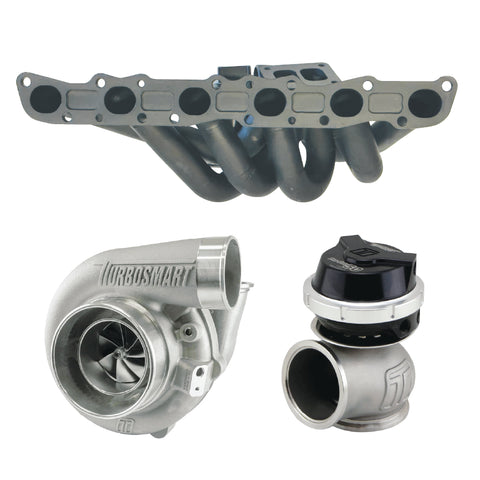 CMA 6Boost Turbosmart Turbo Kit 7880 V-Band 1.24AR 1275HP to 1425HP (RB26/30 DET-DOHC) - Red Wastegate — fits Nissa...