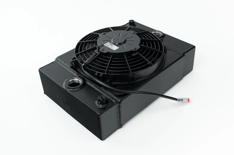CSF Radiators 2-Row 3.5" King Cooler Drag Radiator w/9" Spal Fan Black - Universal - Black