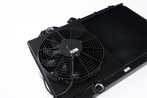 CSF Radiators 1-Row 31mm Ultra High Performance Radiator w/12" Fan & Shroud Black (Evo 7-9 01-07) - Black — fits Mi...