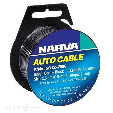 Narva Cable Single Core 2.5MM 7M - 5812-7BK