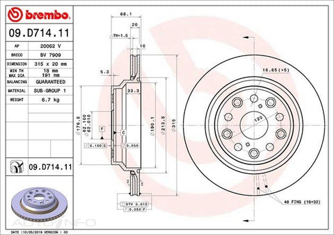 Brembo Disc Rotor Rear Lexus LS460 - 09.D714.11