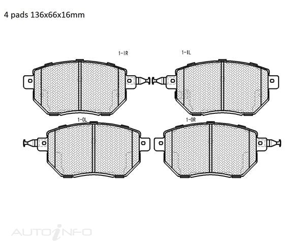 Motorgear Brake Pads Front Nissan Max J31 04-On - BDP1516
