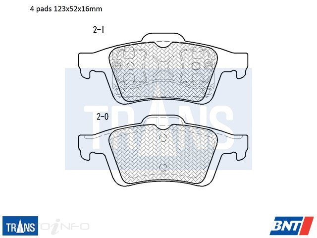 TRANS Brake Pads Transmission Rear Holden Mazda Volvo - DB1665TR