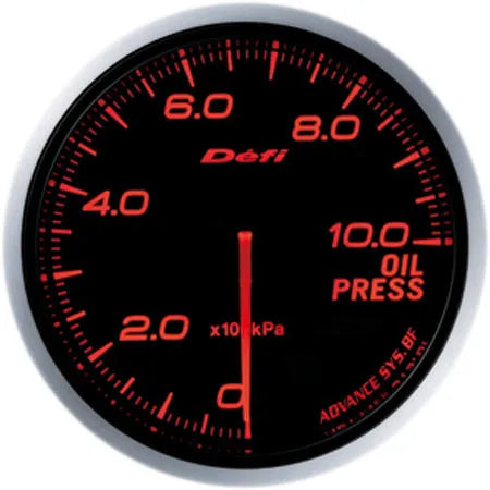 Defi Advance BF Oil Pressure Gauge Amber Red