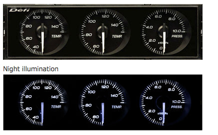 Defi Din-Gauge Combination Meter (White Characters/White Illumination/White Pointer)