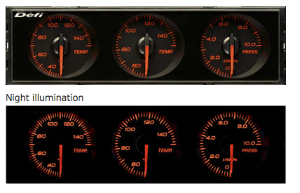 Defi Din-Gauge Combination Meter (Red Characters/Red Illumination/Red Pointer)