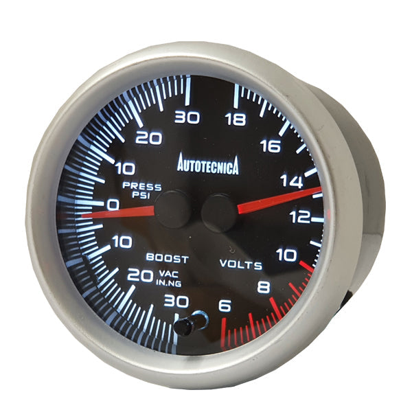 Autotecnica Dual Gauge Turbo Boost / Voltmeter 60mm Dgbv