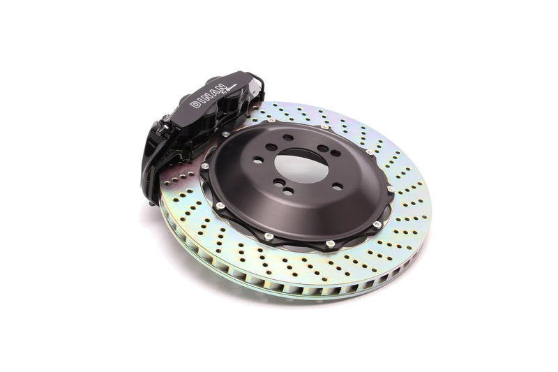 Dinan by Brembo Rear Brake Set - 2006-2013 BMW 3-Series Rear - Black Calipers - Drilled - E90/E92/E93