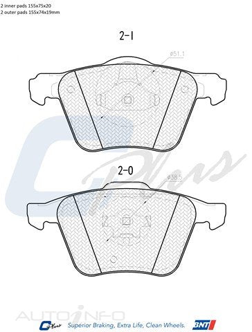 C-Plus Brake Pads Front Volvo XC90 03-On - DB1661CP