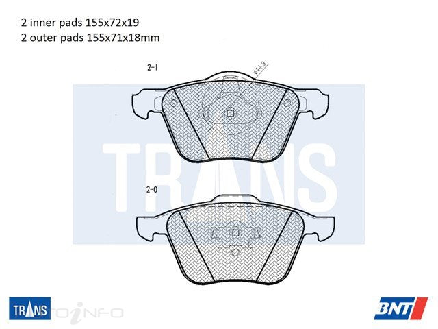 TRANS Brake Pads Transmission Front for - DB1658TR