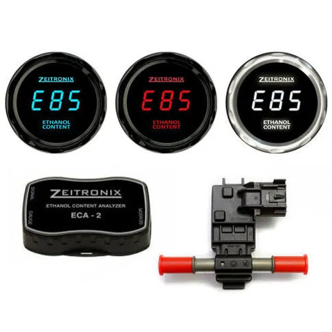 Zeitronix ECA2 V2 Ethanol Content Analyzer Kit with Sensor and E% Gauge - Red Display