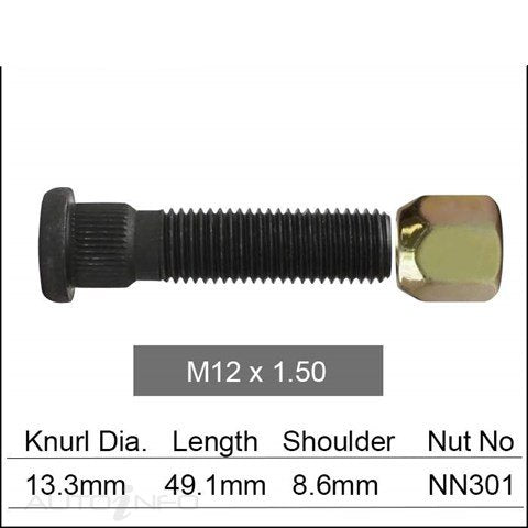 Nice Wheel Stud & Nut Holden GM - NS380