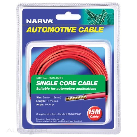 Narva Single Core 3MM 19A 15M Red - 5813-15RD