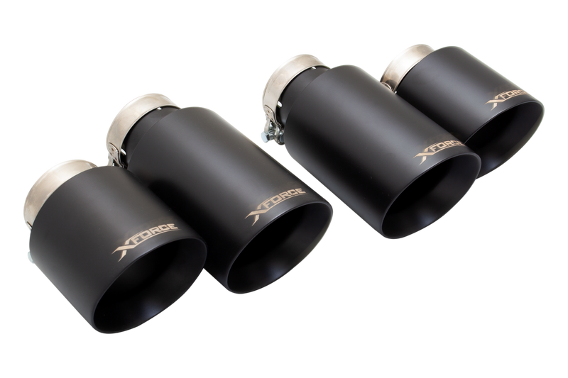 XForce 4in Tips to suit XForce Cat-Back Exhaust (S3 Sedan 13+) Black — fits Audi S3