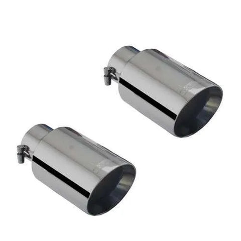 XForce Black Round Angle-Cut Double Wall Tip 3in Inlet, 4in Outlet Round Muffler (Mustang 14-17)