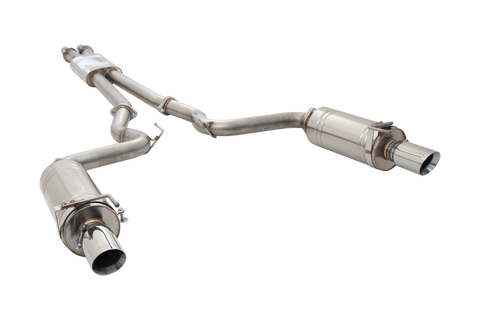 XForce Twin 3in Cat-Back Exhaust w/ Round Muffler- Stainless Steel (Mustang GT 15-17) — fits Ford Mustang