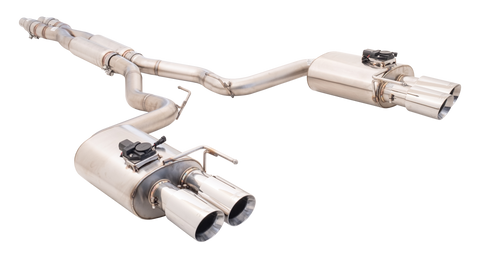 XForce Twin 3in Cat-Back Exhaust w/Varex Quad Tip R.Mufflers (Mustang GT 18+) — fits Ford Mustang