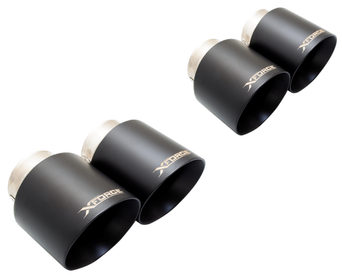 XForce 4in Matte Black Tips (M3/M4 14-19) — fits BMW M4 F82