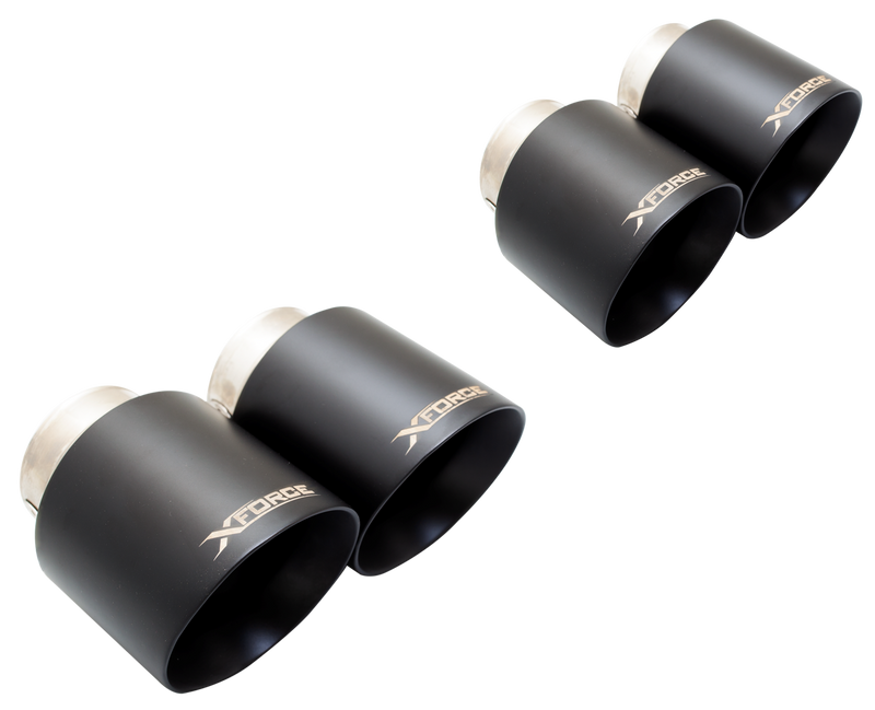 XForce 4in Matte Black Tips (M3/M4 14-19) — fits BMW M4 F82