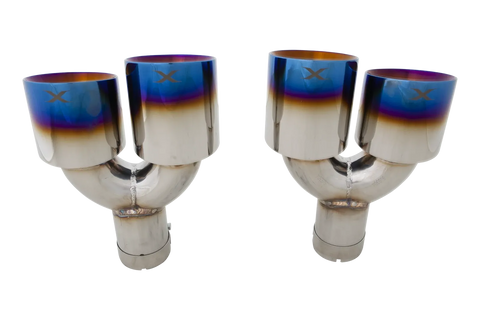 XForce Quad 4 Inch Tip (Golf R MK7 - MK7.5) - Burnt Blue — fits Volkswagen Golf R